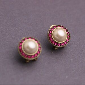 Heidi Daus Pink Crystal Pearl Studs